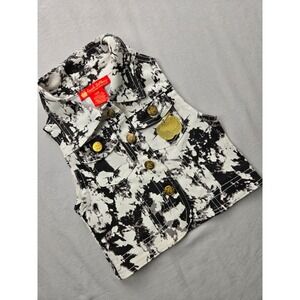 Apple Bottoms Baby Girl‎ Vest 12M Gold Logo Sleeveless Denim Style Marble Y2K